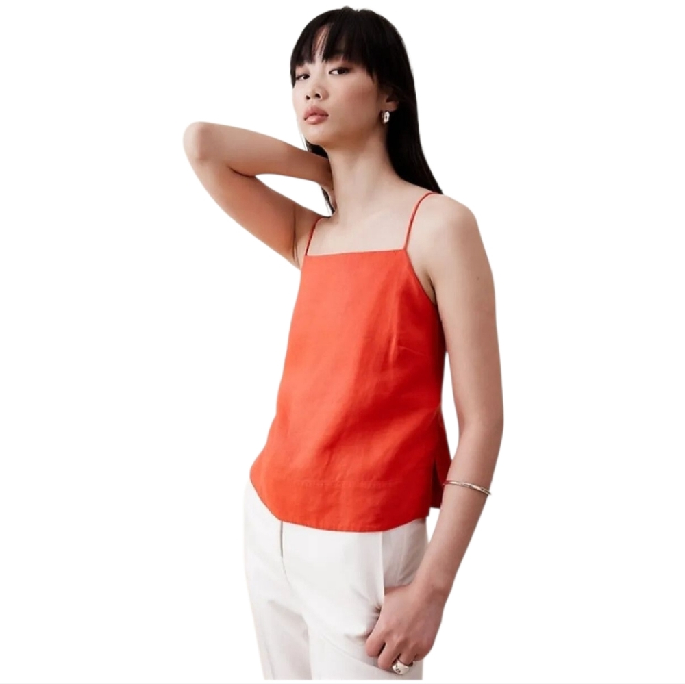 Banana Republic NWT European Flax 100% Linen Top in Coral Size Small Retail $100